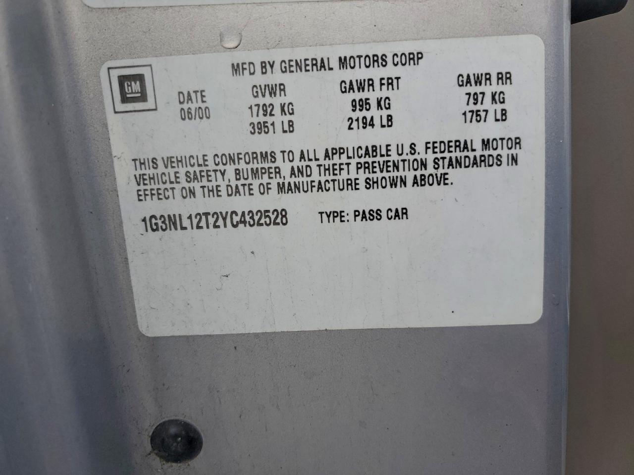 2000 OLDSMOBILE Alero