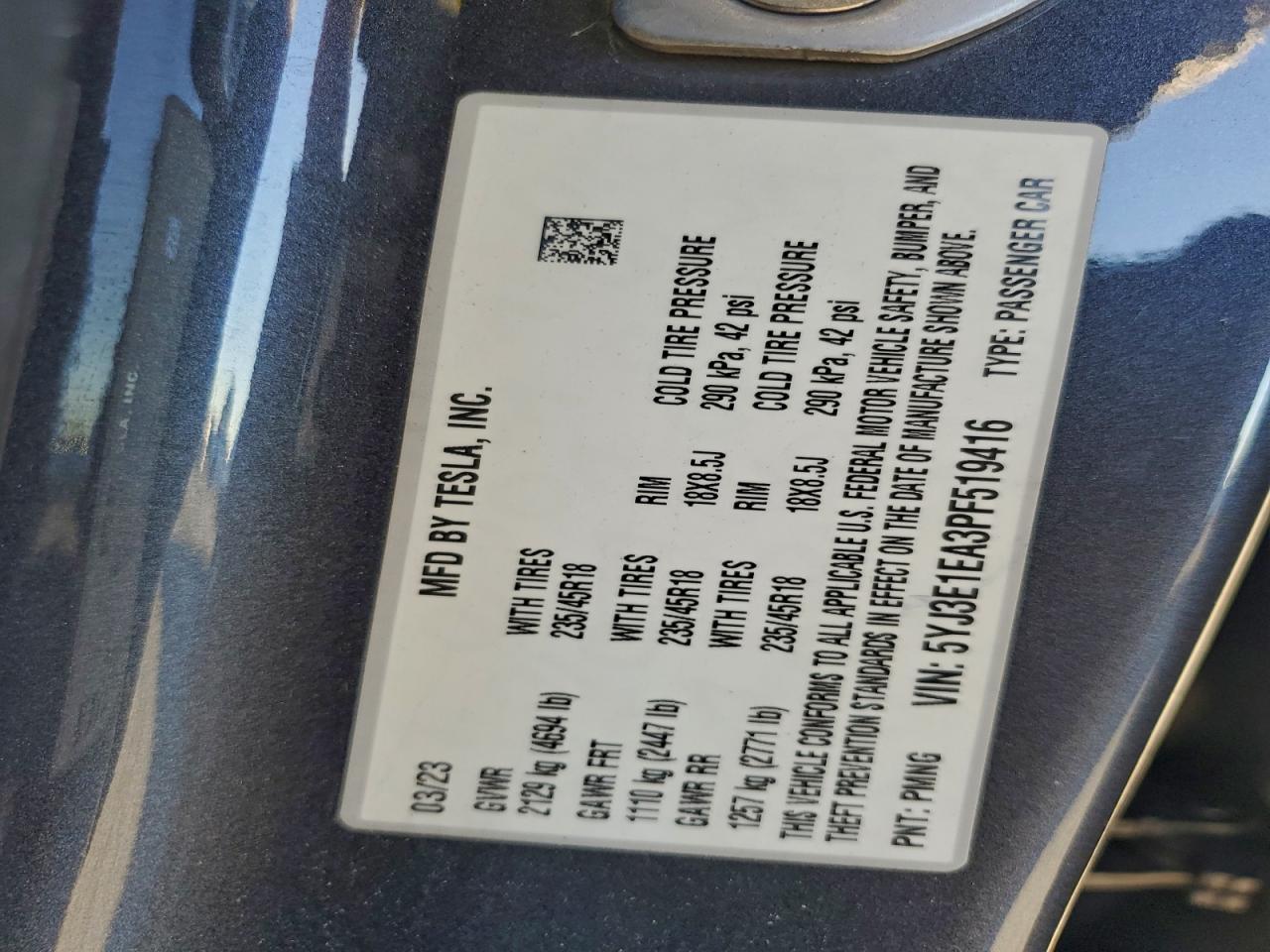 2023 TESLA MODEL 3