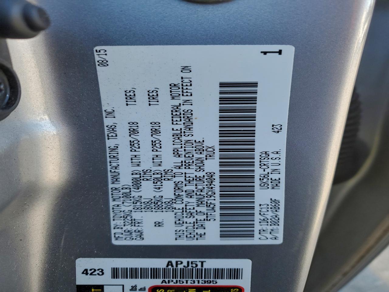 2016 TOYOTA TUNDRA