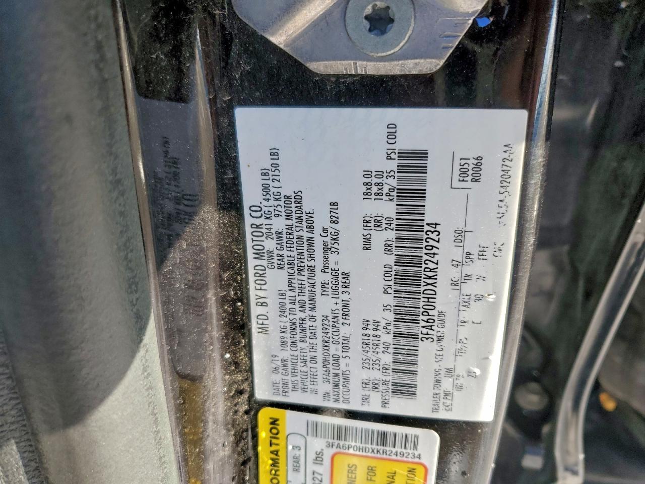 2019 FORD FUSION
