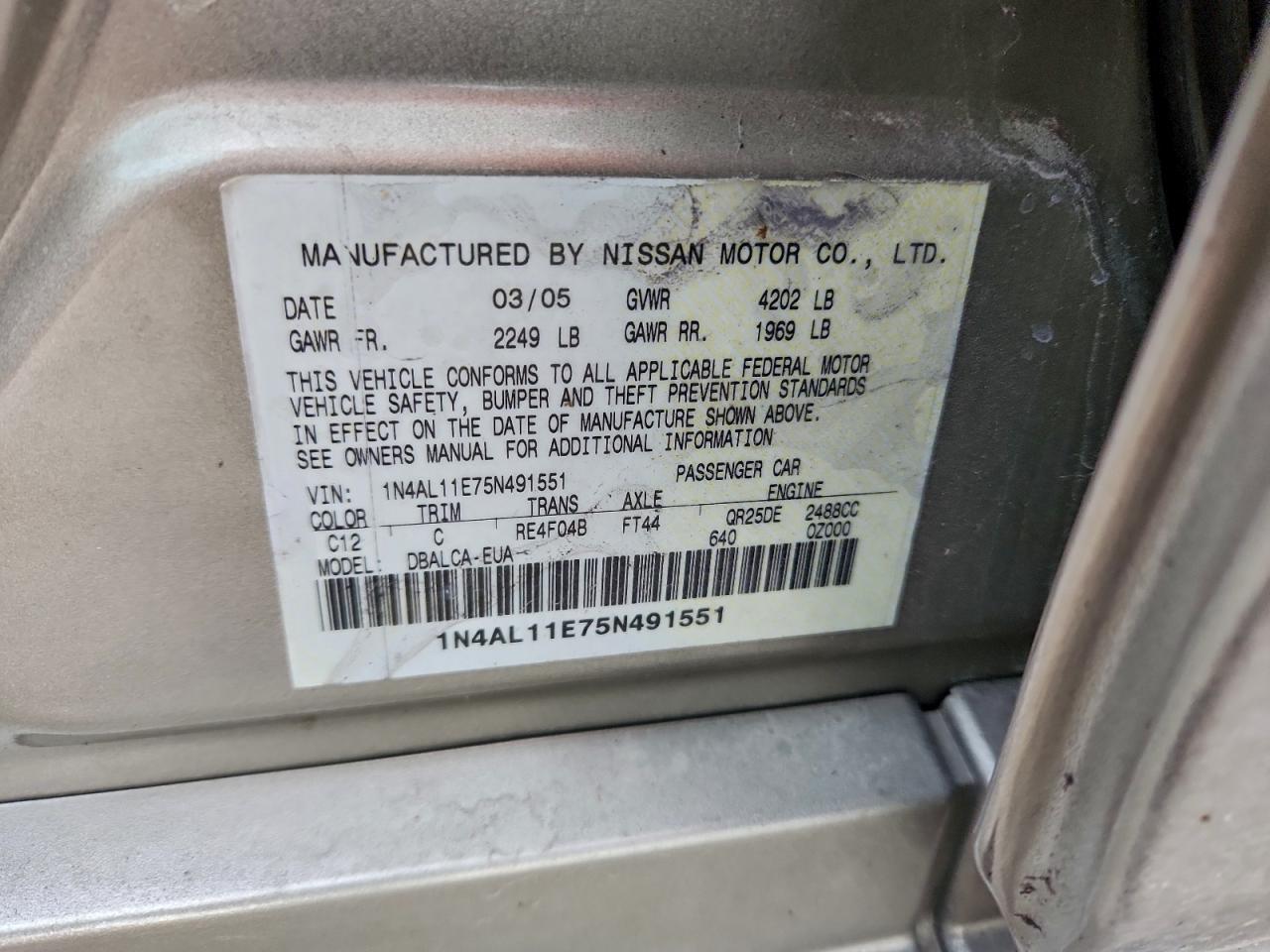 2005 NISSAN ALTIMA