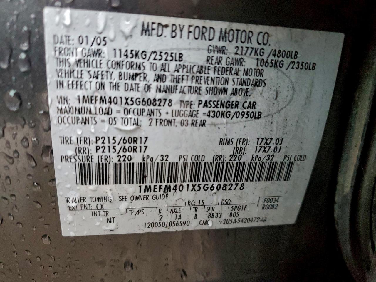 2005 MERCURY Montego