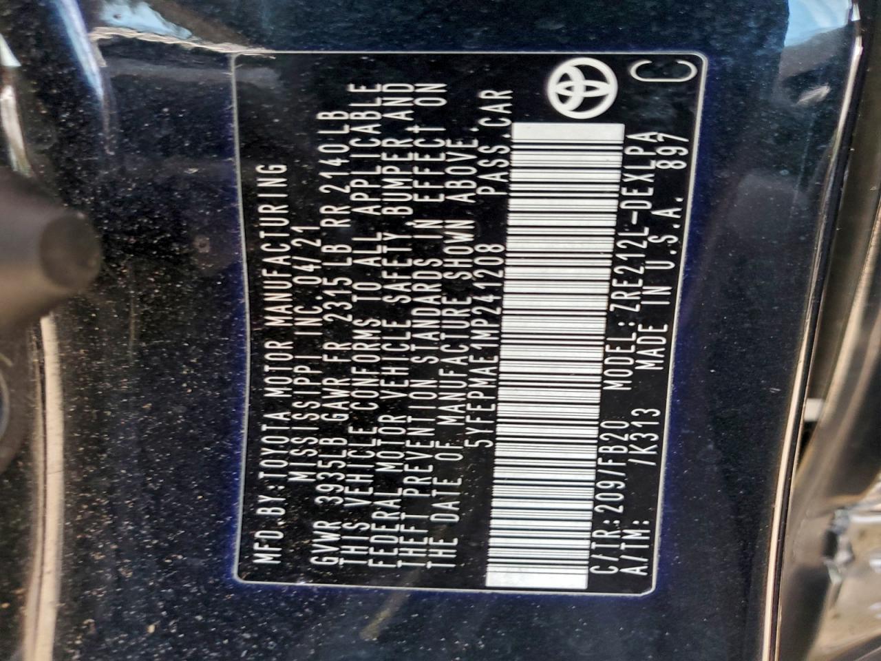 2021 TOYOTA COROLLA