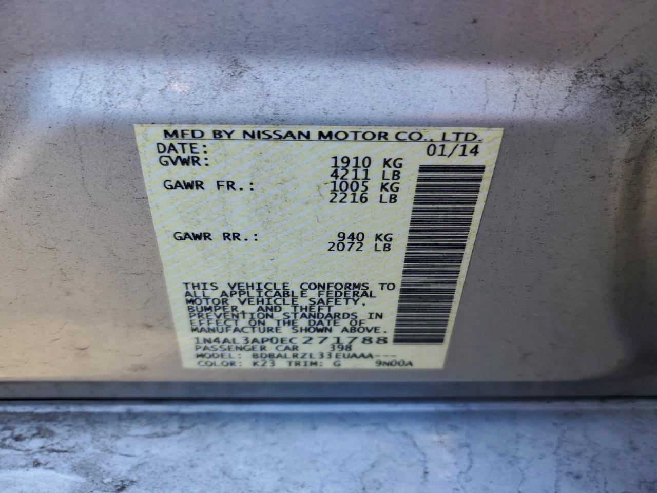 2014 NISSAN ALTIMA
