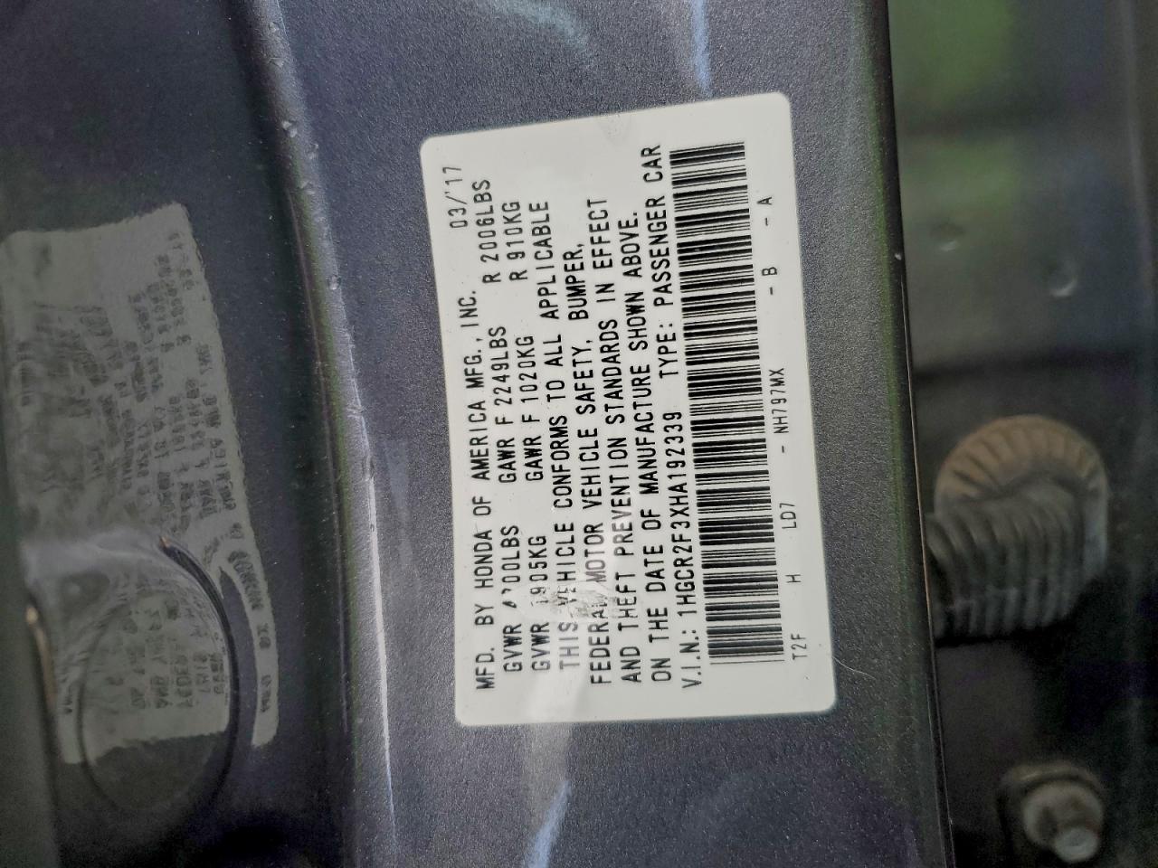 2017 HONDA ACCORD