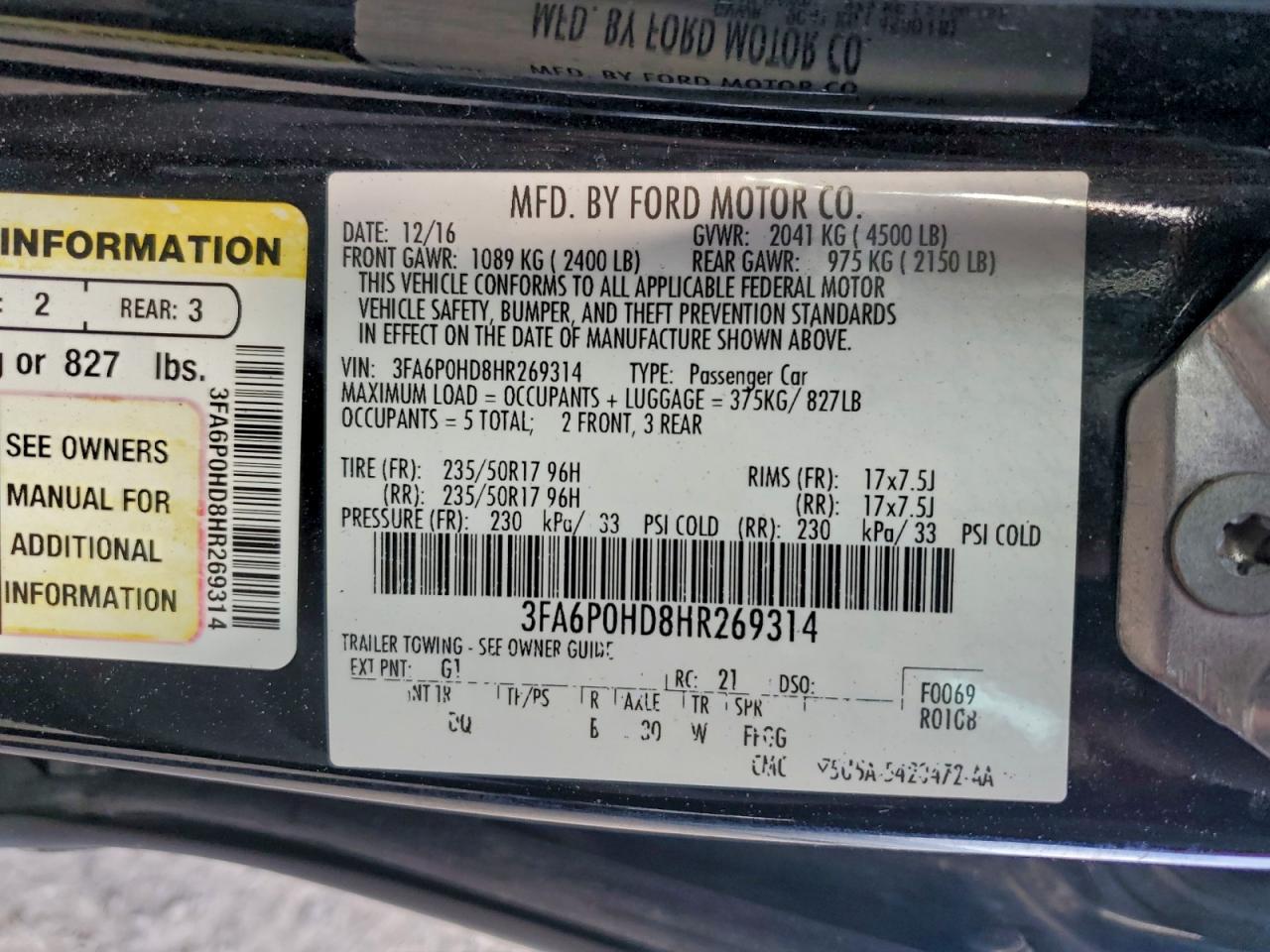 2017 FORD FUSION