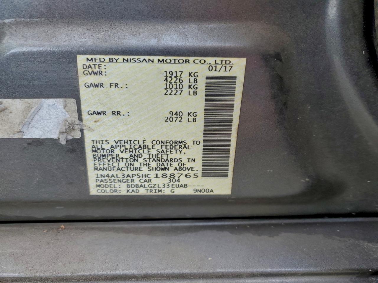 2017 NISSAN ALTIMA