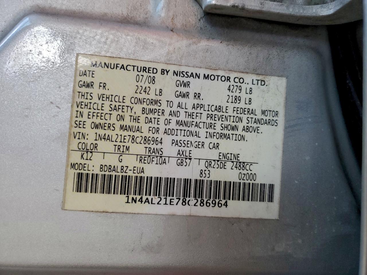 2008 NISSAN ALTIMA