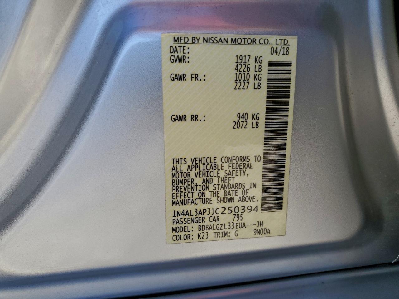 2018 NISSAN ALTIMA