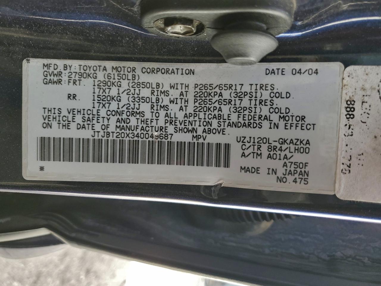 2004 LEXUS Gx 470