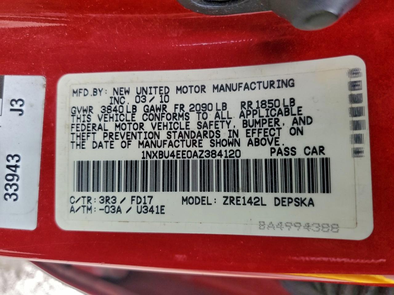 2010 TOYOTA COROLLA