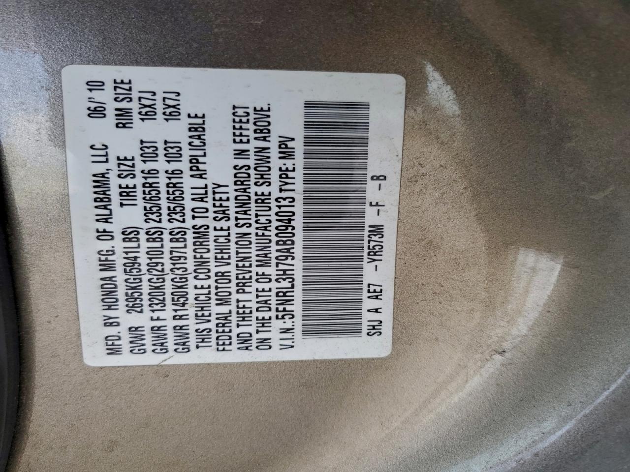 2010 HONDA ODYSSEY