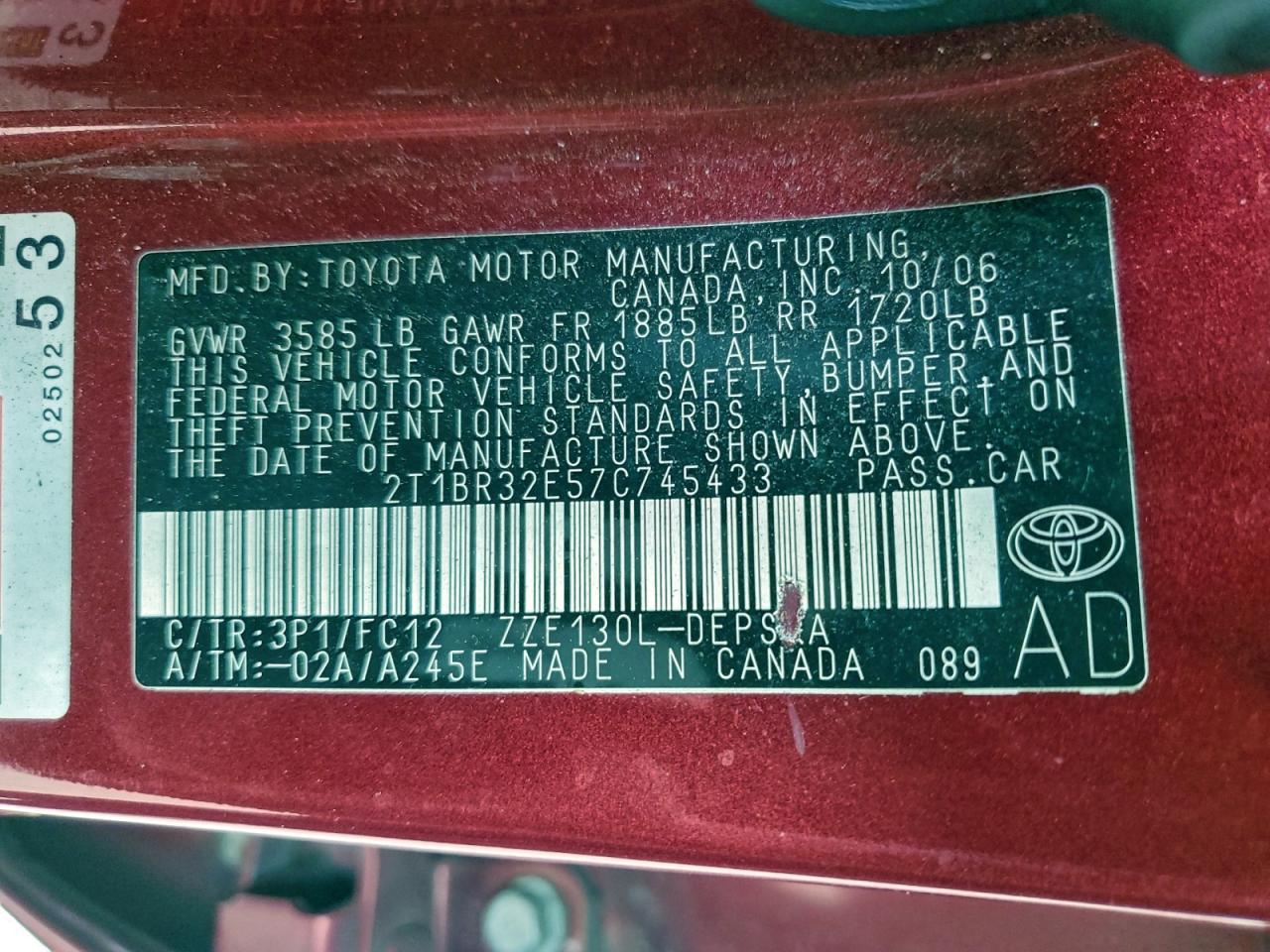 2007 TOYOTA COROLLA