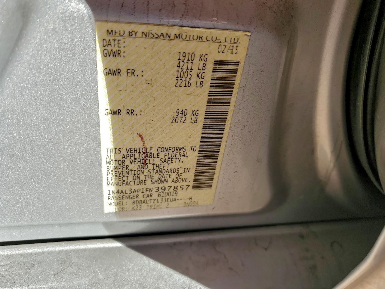 2015 NISSAN ALTIMA