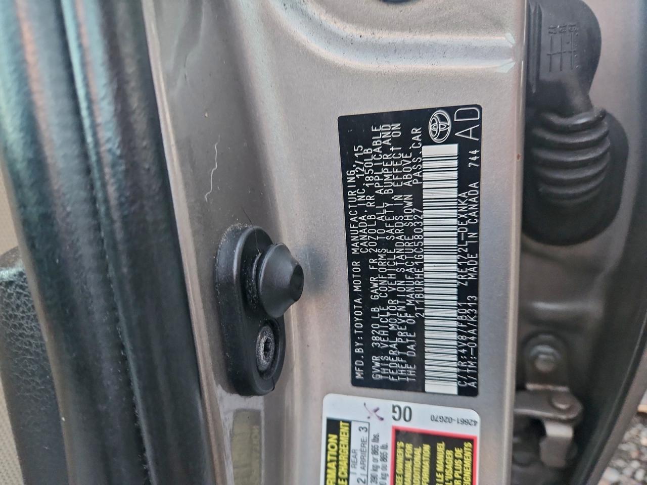 2016 TOYOTA COROLLA