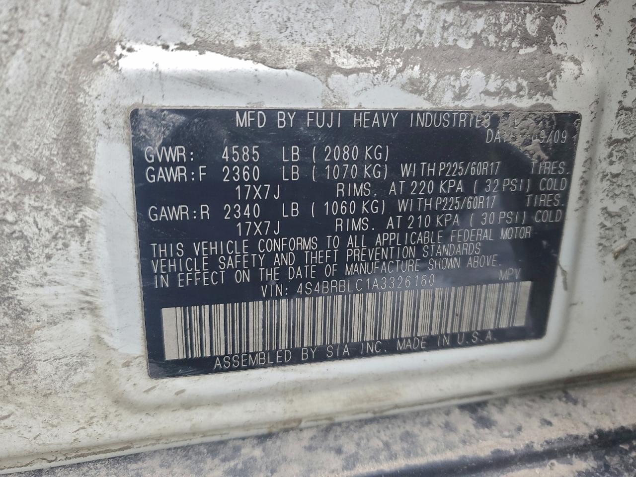 2010 SUBARU Outback