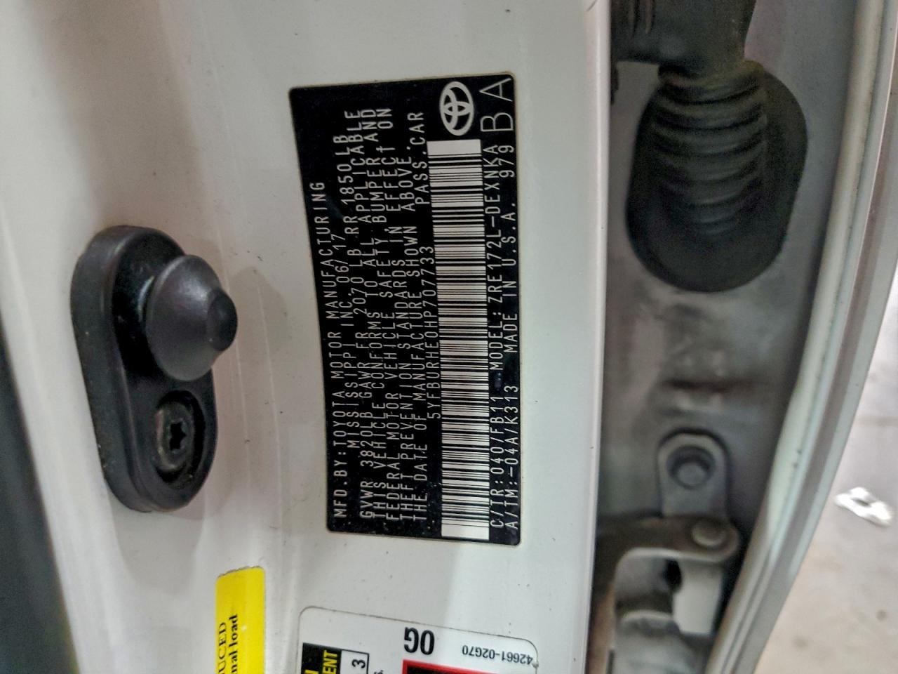 2017 TOYOTA COROLLA