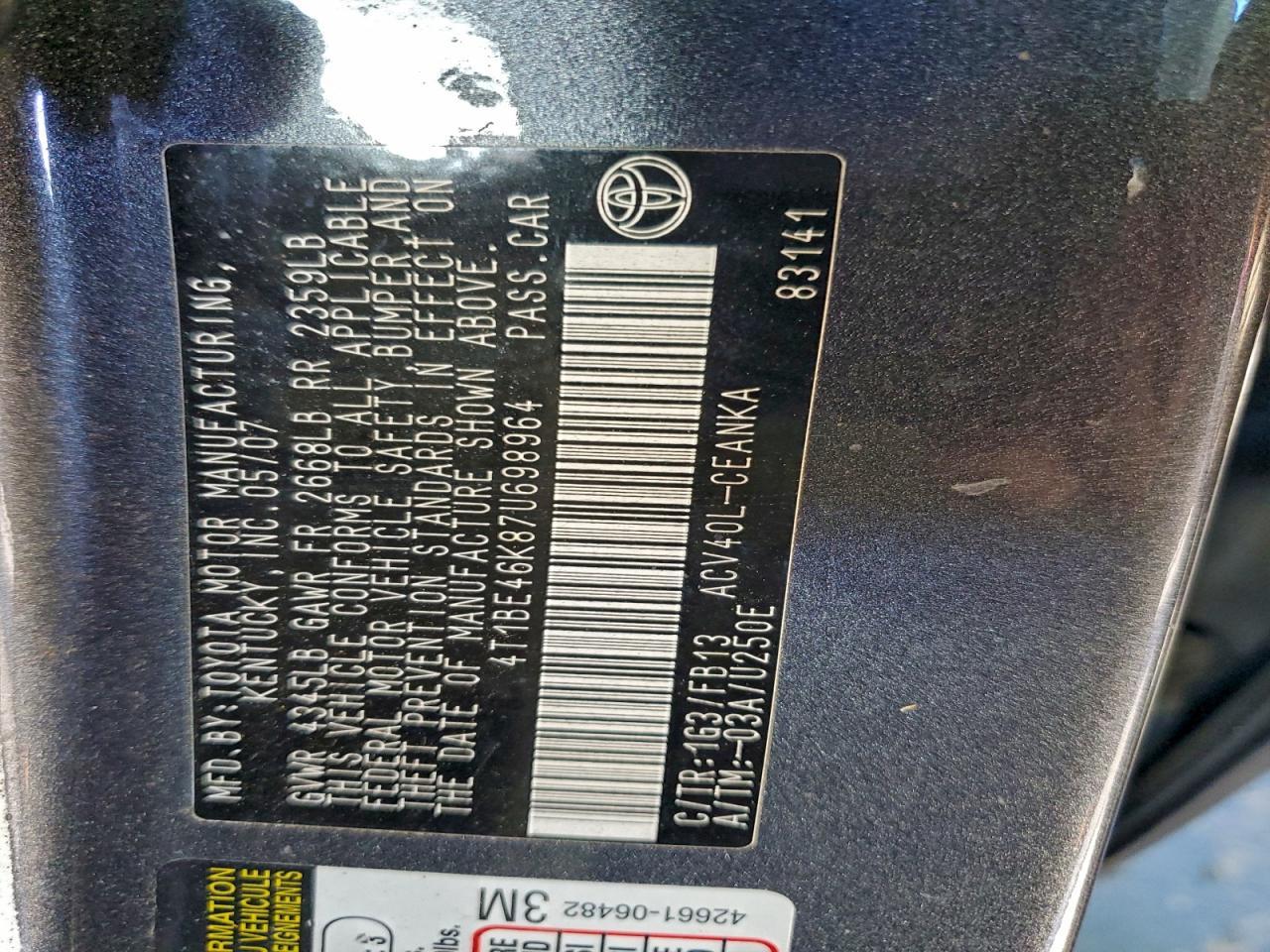 2007 TOYOTA CAMRY