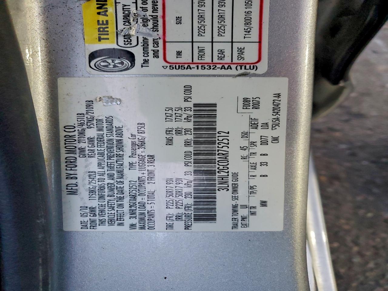 2010 LINCOLN MKZ