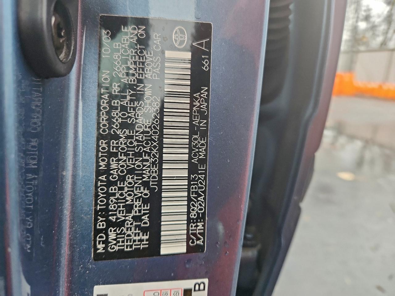 2004 TOYOTA CAMRY