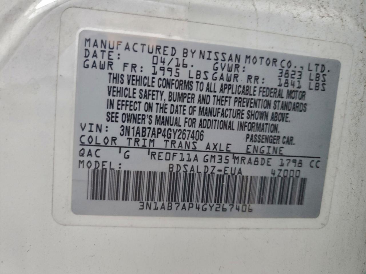 2016 NISSAN SENTRA