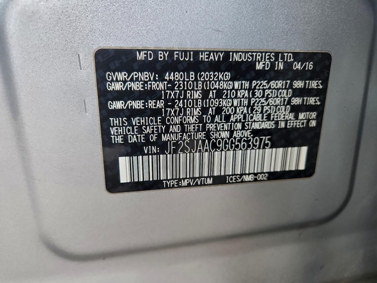 2016 SUBARU FORESTER