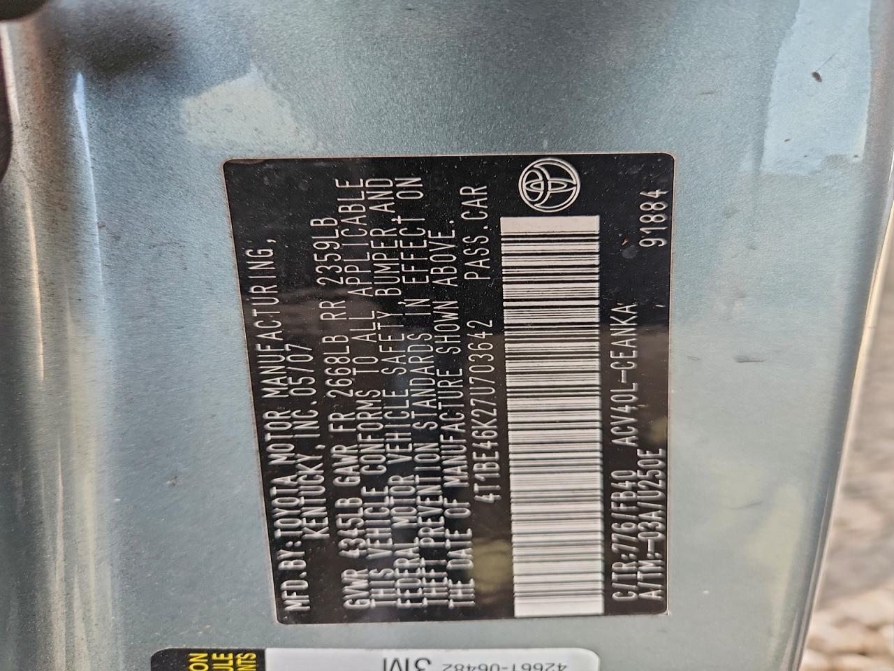 2007 TOYOTA CAMRY