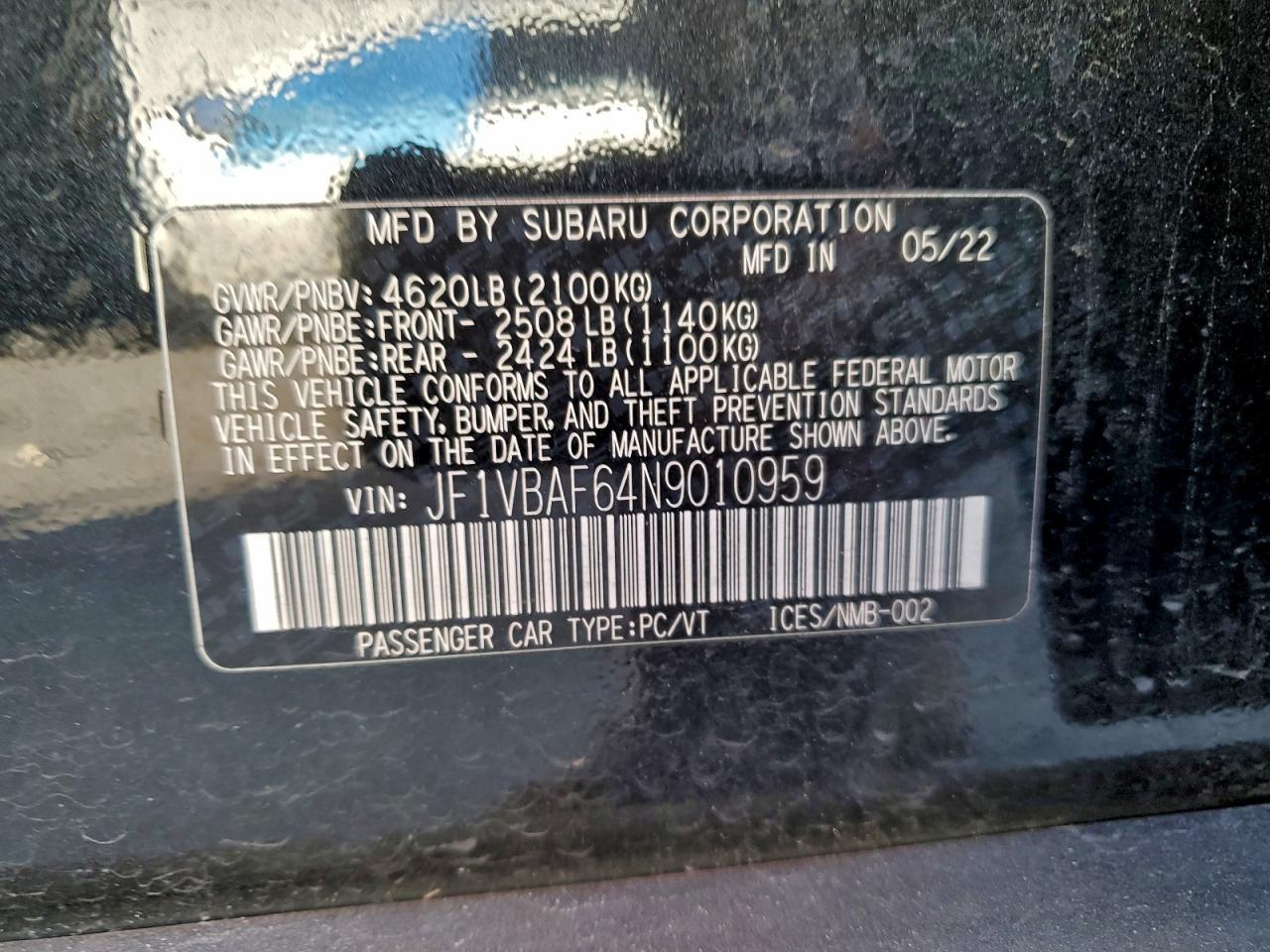 2022 SUBARU WRX