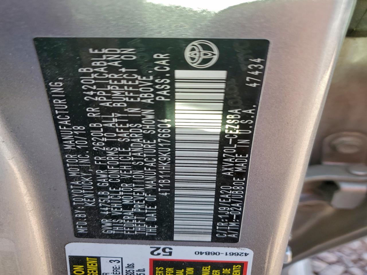 2019 TOYOTA CAMRY