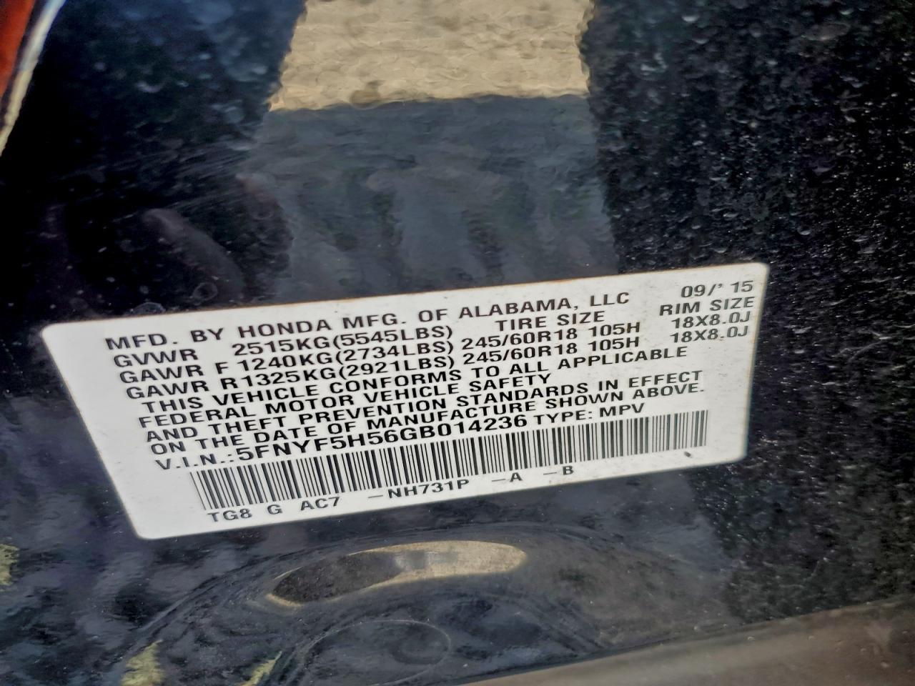 2016 HONDA PILOT