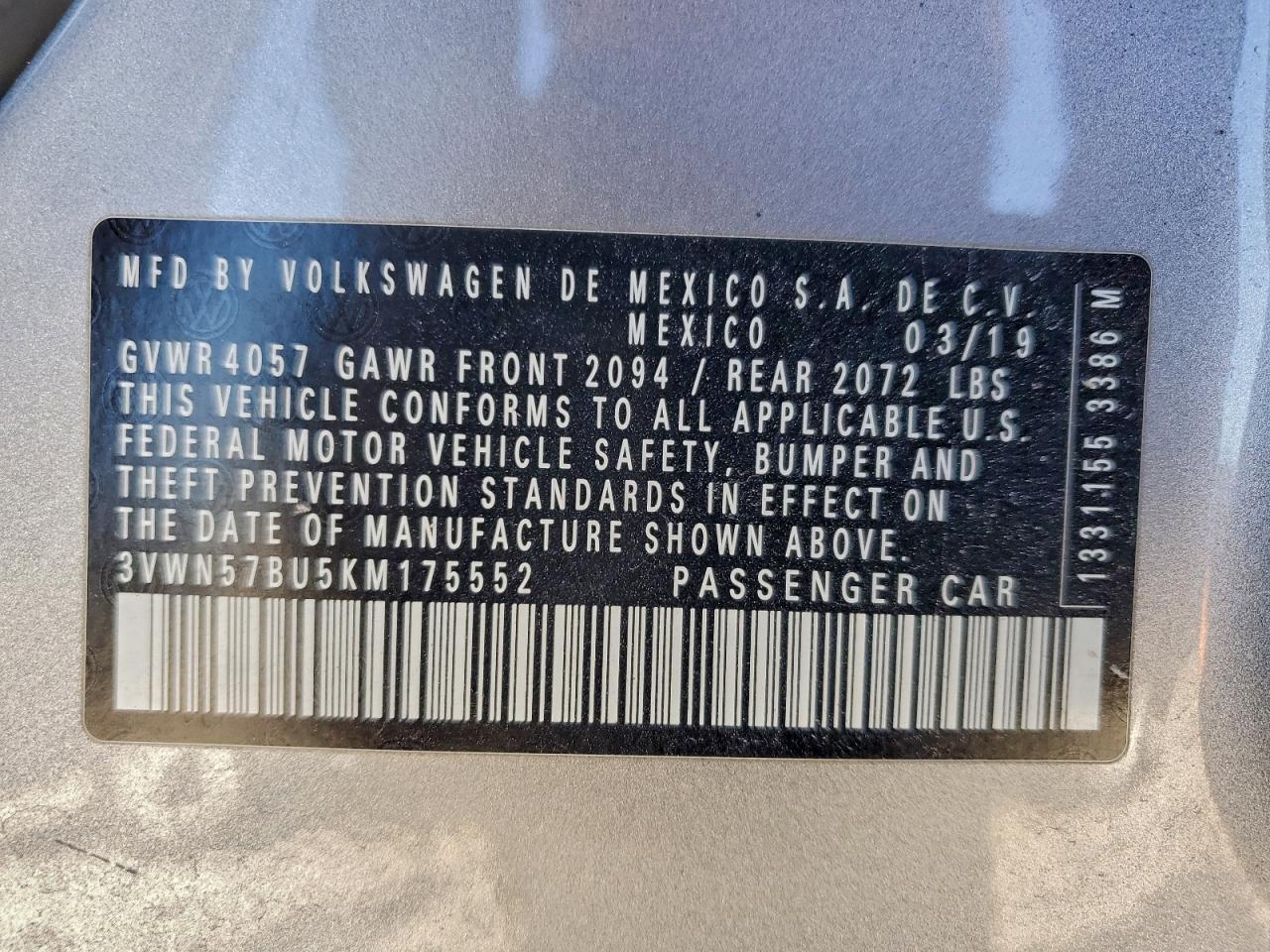 2019 VOLKSWAGEN JETTA