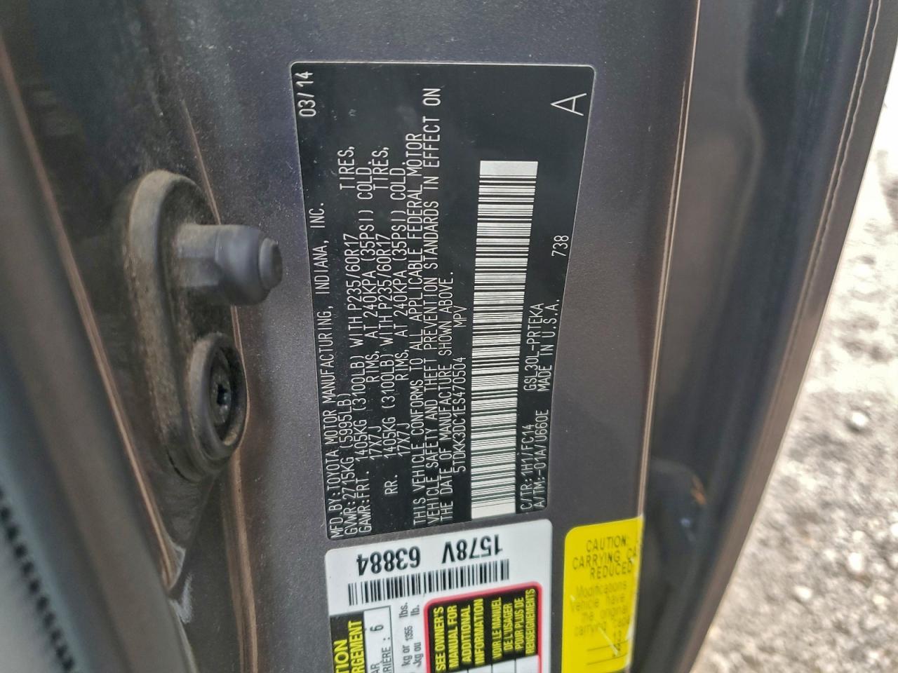 2014 TOYOTA SIENNA