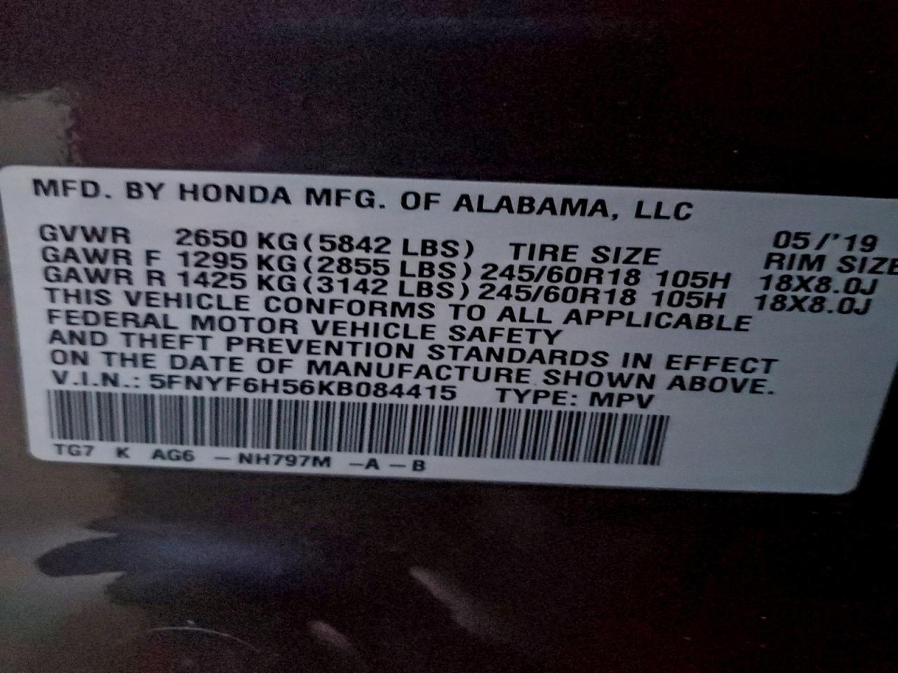 2019 HONDA PILOT