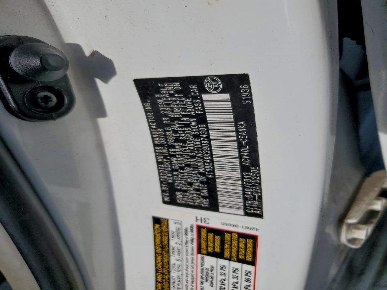 2009 TOYOTA CAMRY