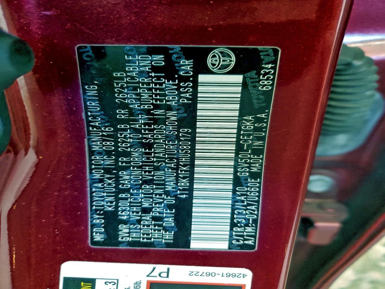 2017 TOYOTA CAMRY