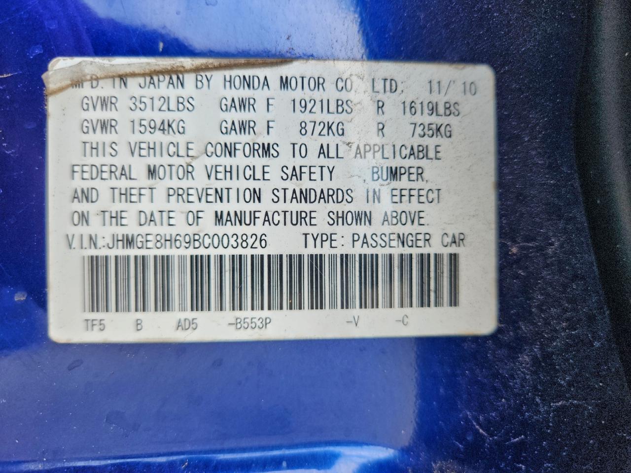 2011 HONDA FIT