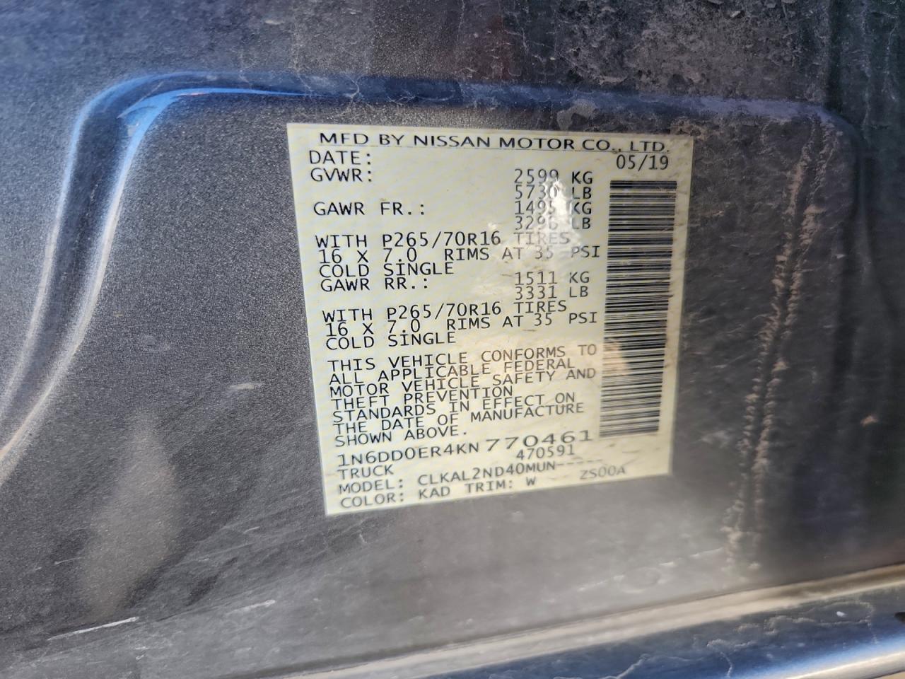 2019 NISSAN Frontier