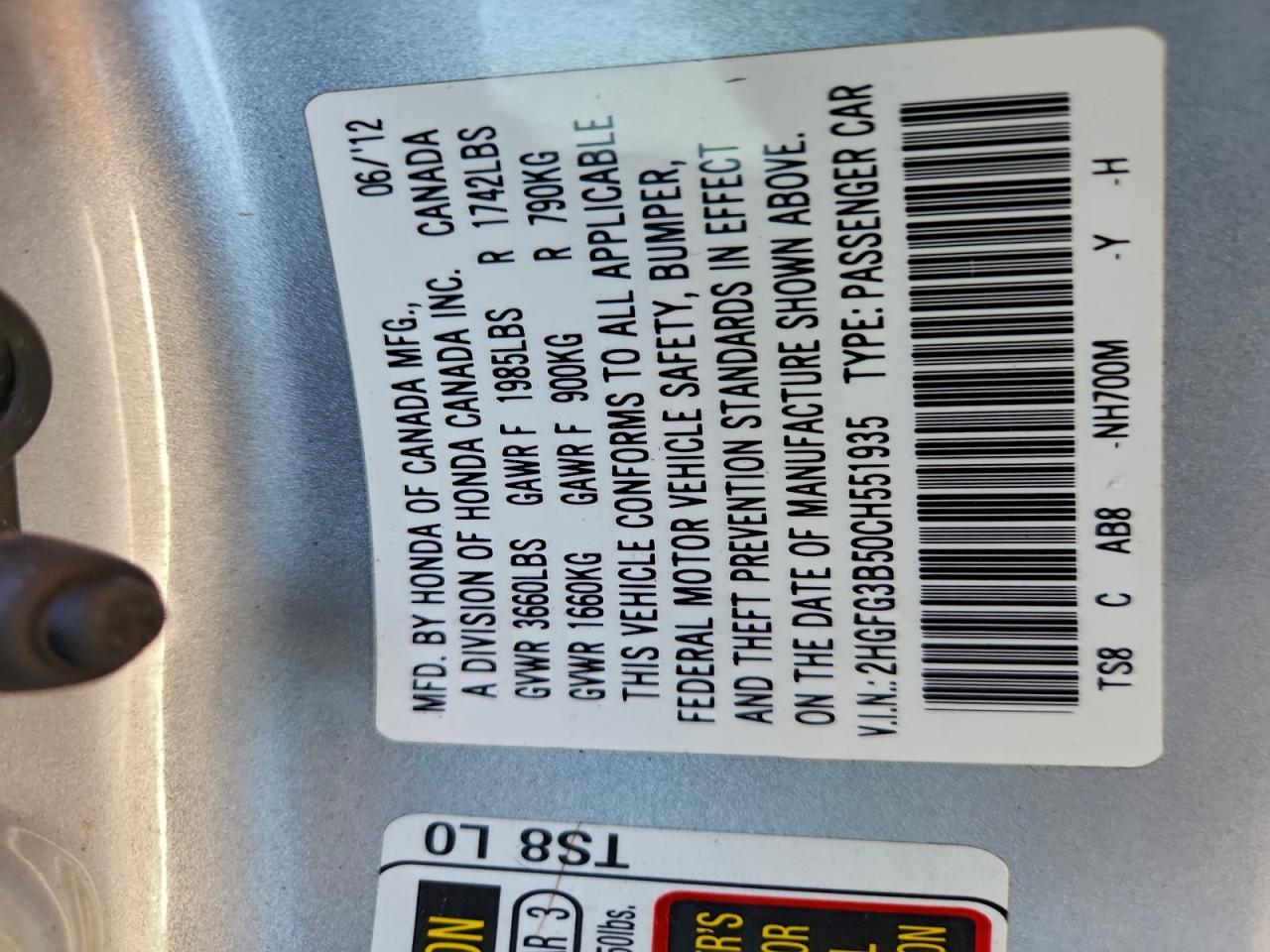 2012 HONDA CIVIC