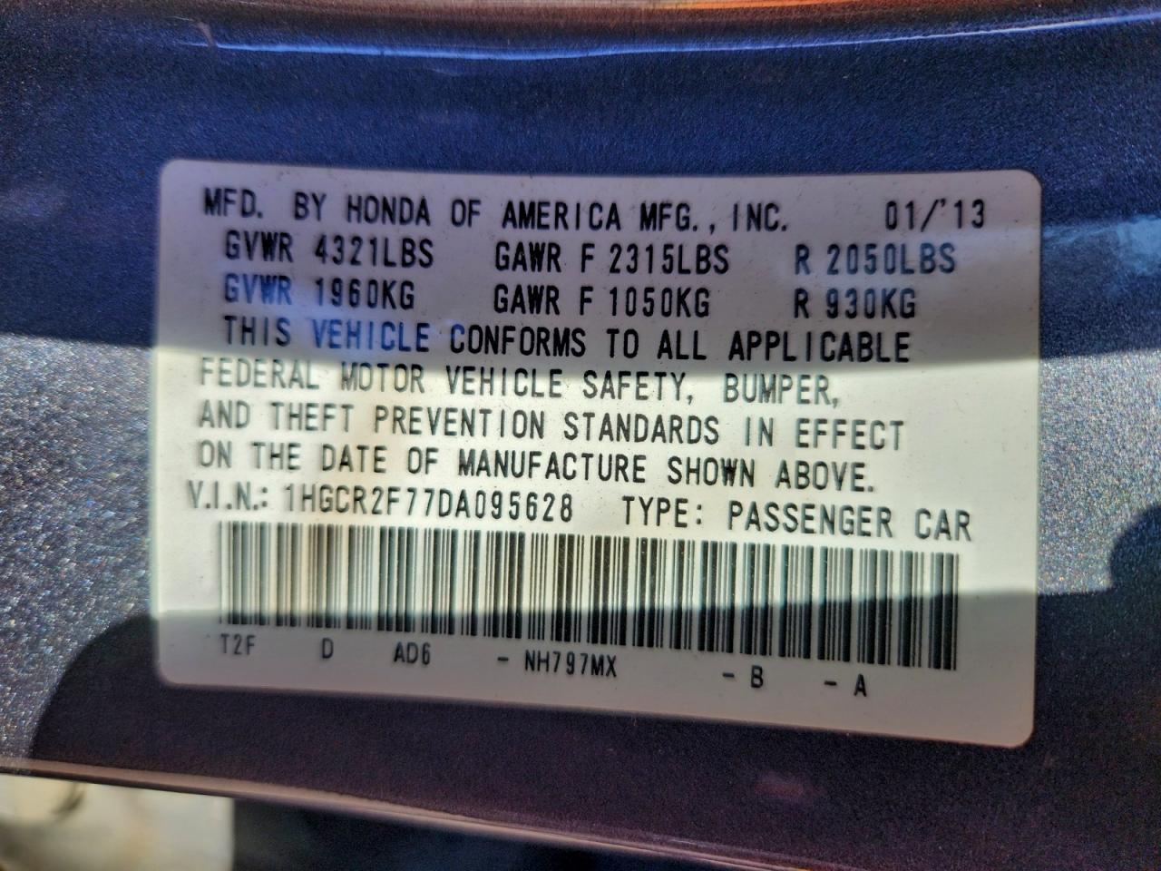 2013 HONDA ACCORD