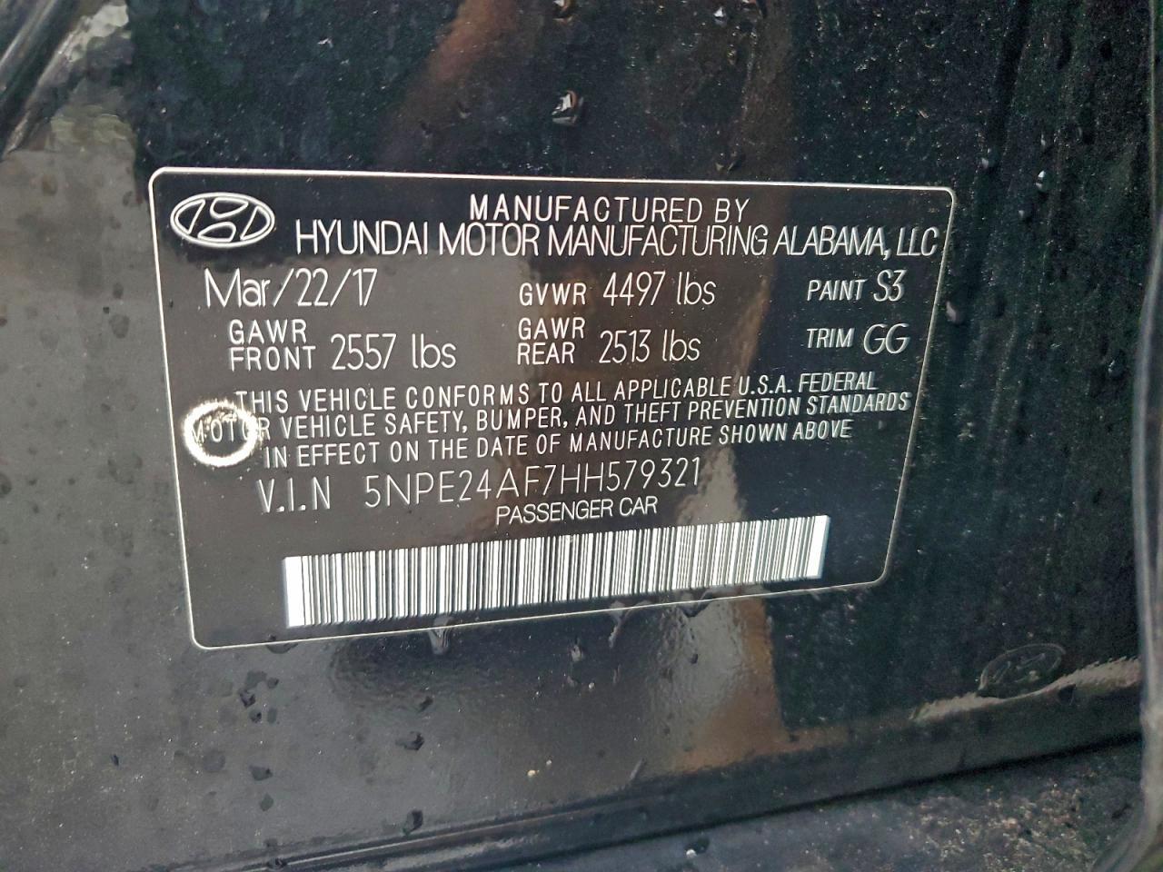 2017 HYUNDAI SONATA
