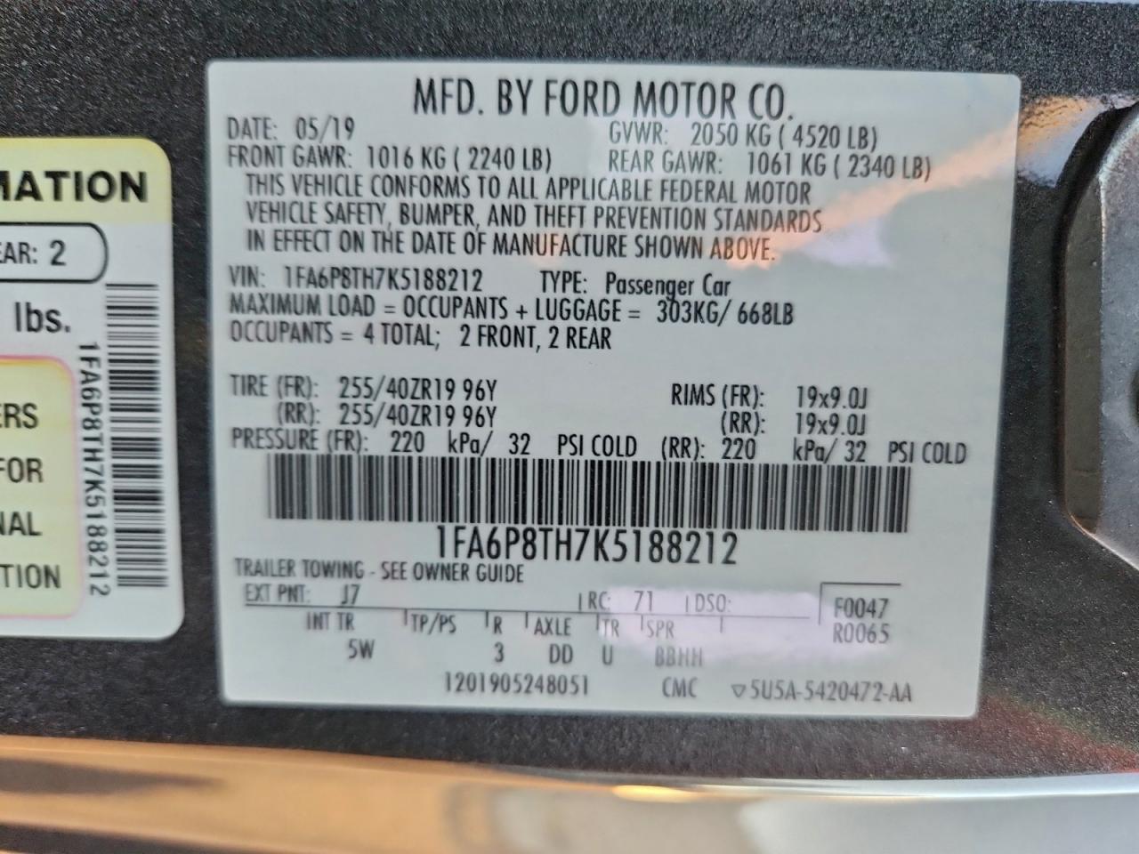 2019 FORD MUSTANG