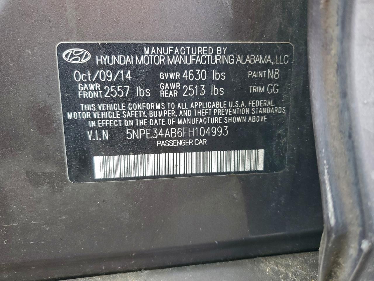 2015 HYUNDAI SONATA