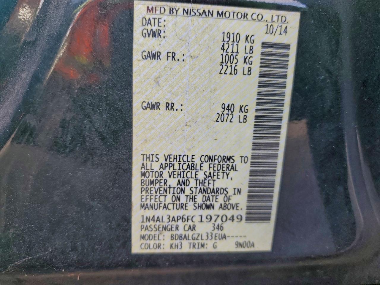 2015 NISSAN ALTIMA