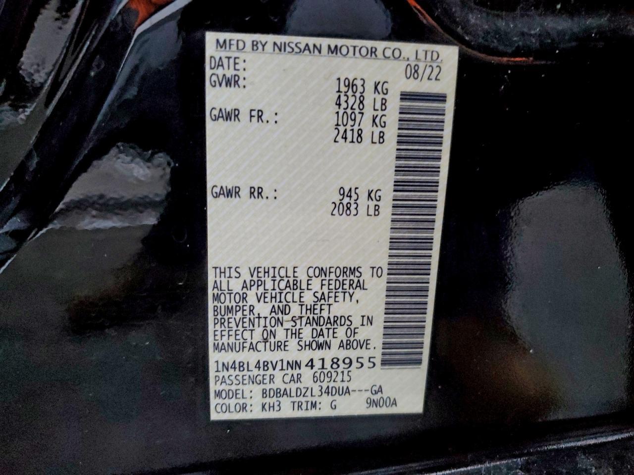 2022 NISSAN ALTIMA