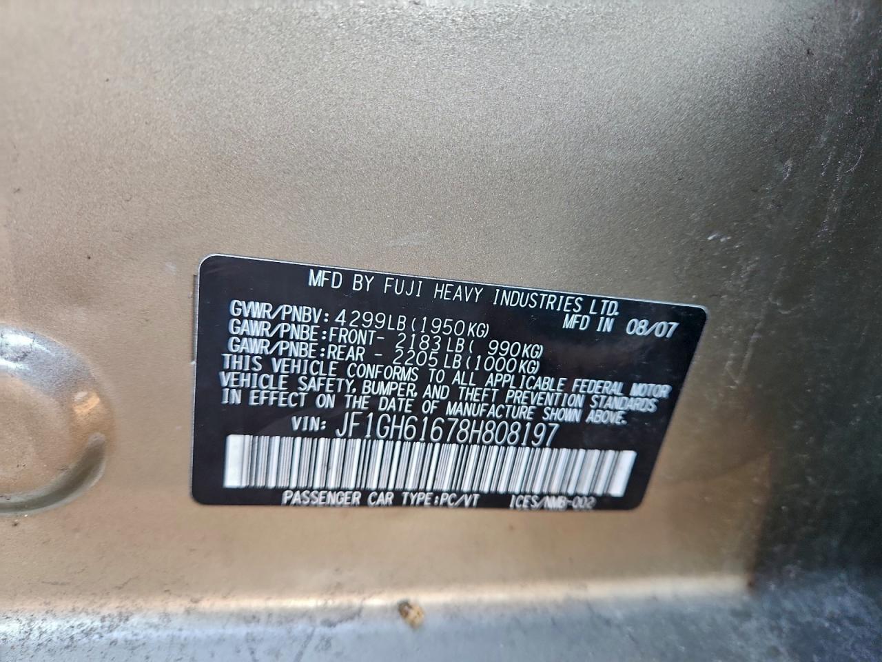 2008 SUBARU IMPREZA