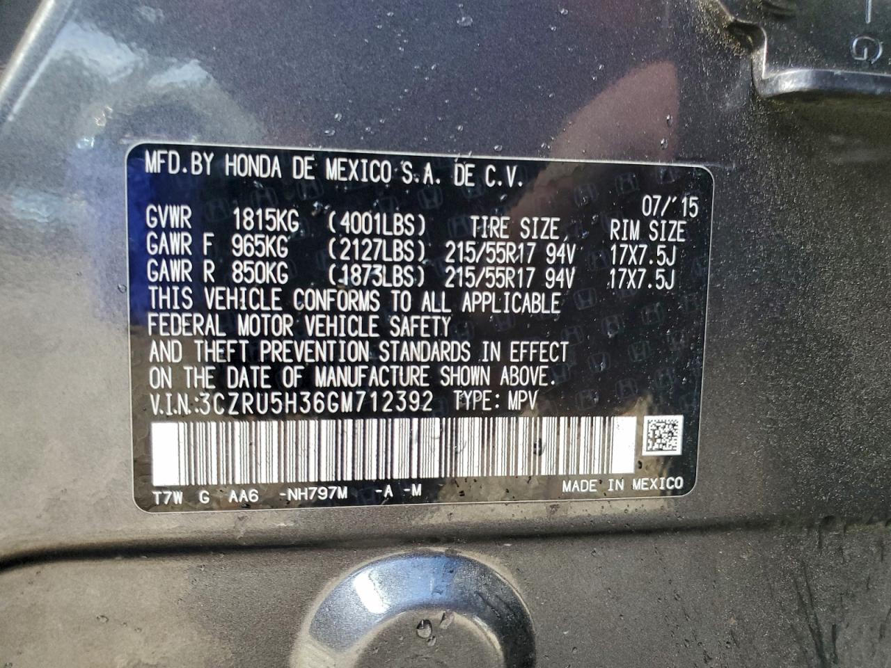 2016 HONDA HR-V