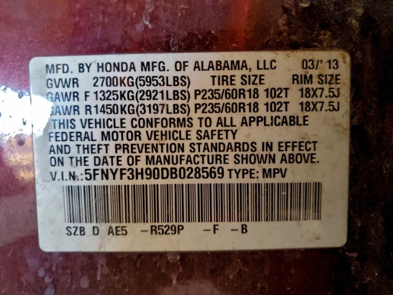 2013 HONDA PILOT