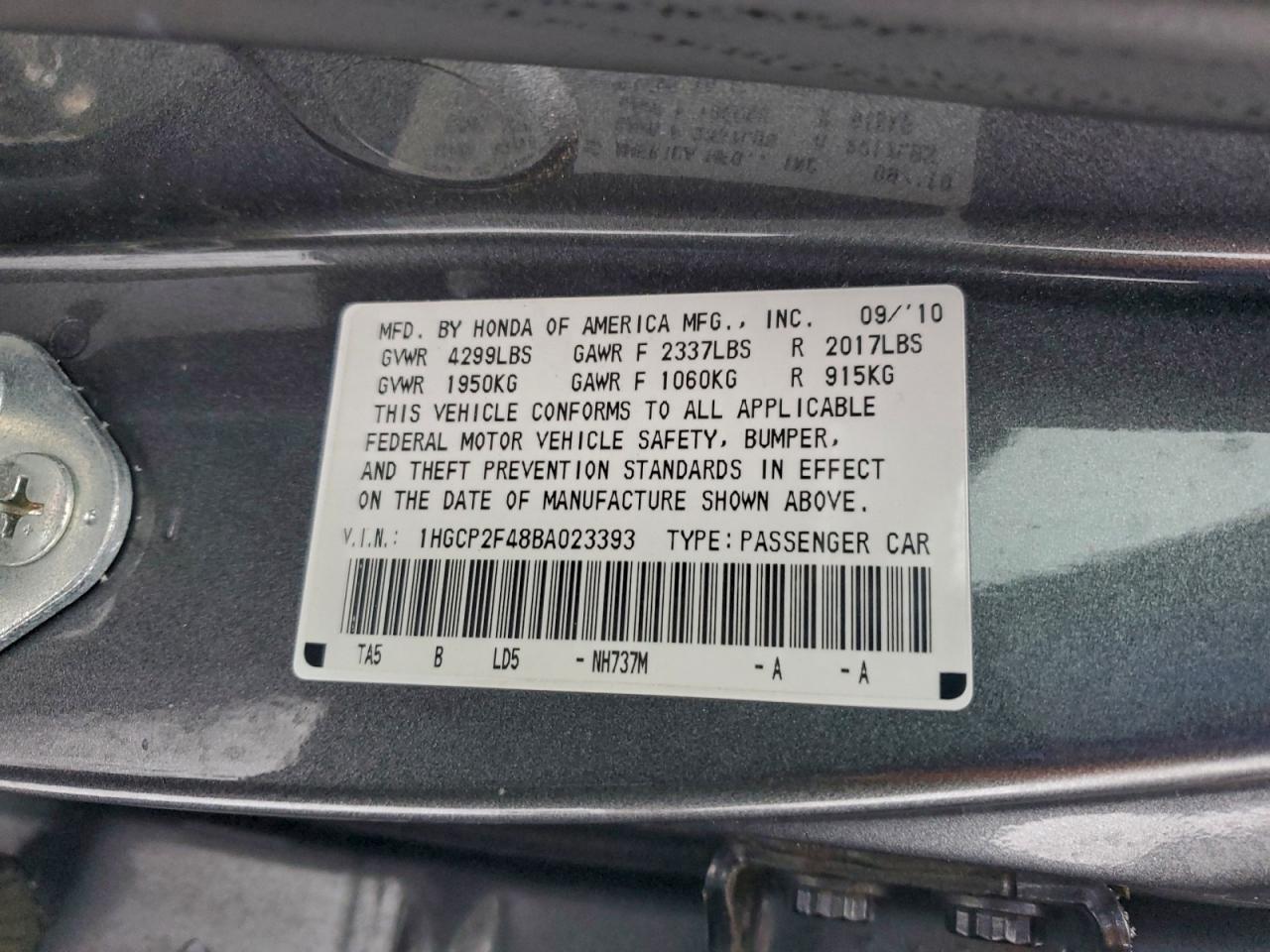 2011 HONDA ACCORD