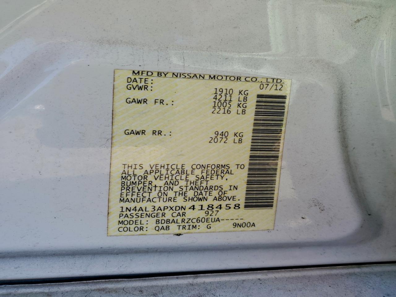 2013 NISSAN ALTIMA