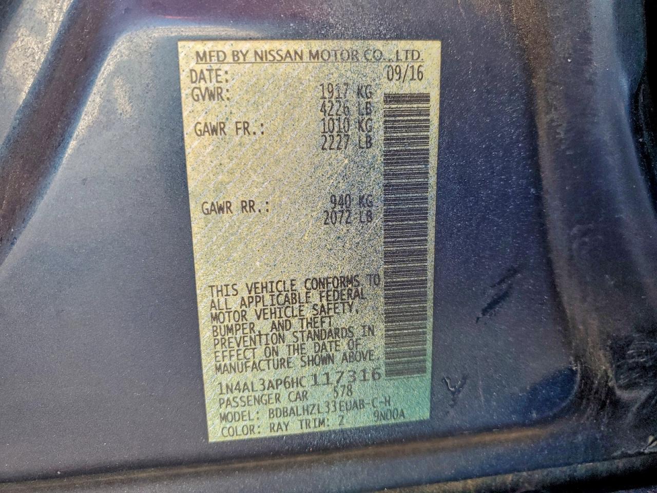 2017 NISSAN ALTIMA